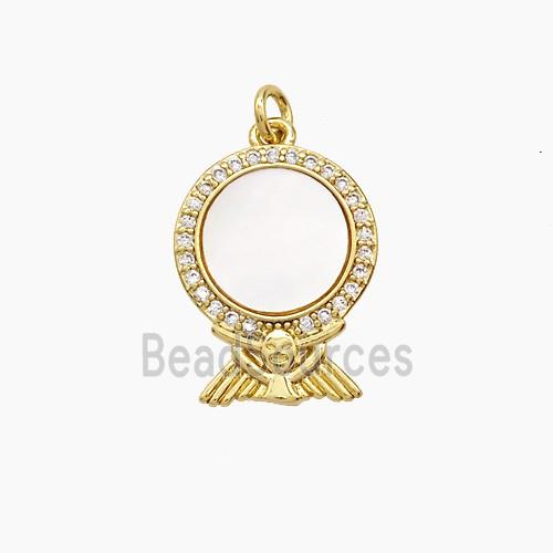 Copper Mirror Pendant Pave Zirconia 18K Gold Plated