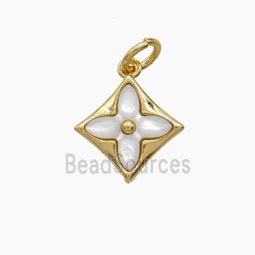 Copper Clover Pendant Pave Shell 18K Gold Plated