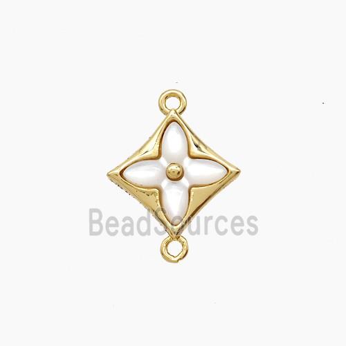 Copper Clover Connector Pave Shell 18K Gold Plated