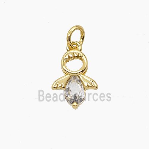 Copper Pendant Pave Zircon, Gold Plated