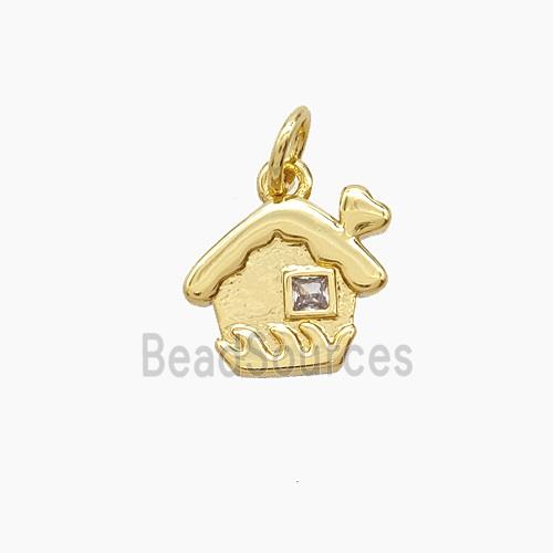 Copper Pendant Pave Zircon, Gold Plated