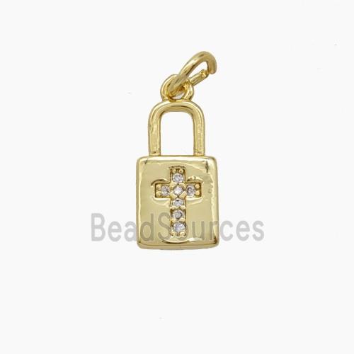 Copper Pendant Pave Zircon, Gold Plated