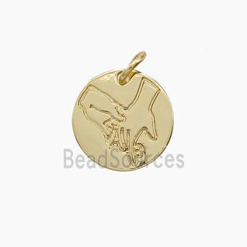 Copper Pendant Pave Zircon, Gold Plated