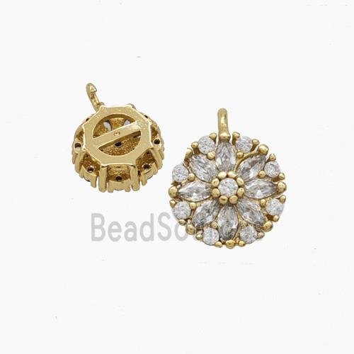 Copper Pendant Pave Zircon, Gold Plated