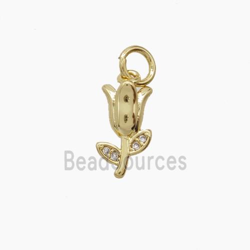 Copper Pendant Pave Zircon, Gold Plated