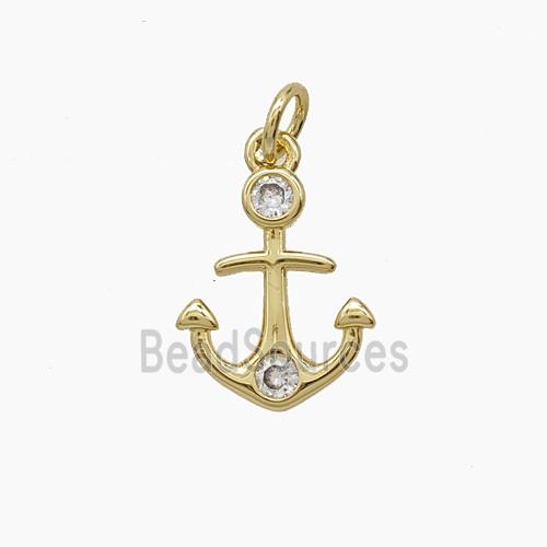 Copper Pendant Pave Zircon, Gold Plated