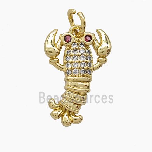 Copper Pendant Pave Zircon, Gold Plated