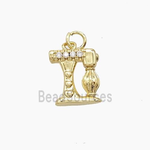 Copper Pendant Pave Zircon, Gold Plated