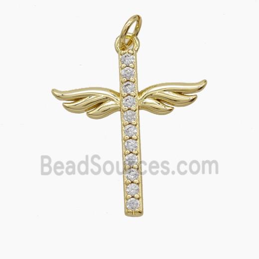 Copper Pendant Pave Zircon, Gold Plated
