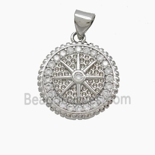 Copper Pendant Pave Zircon, Gold Plated