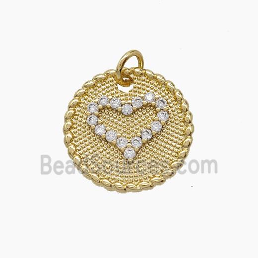 Copper Pendant Pave Zircon, Gold Plated