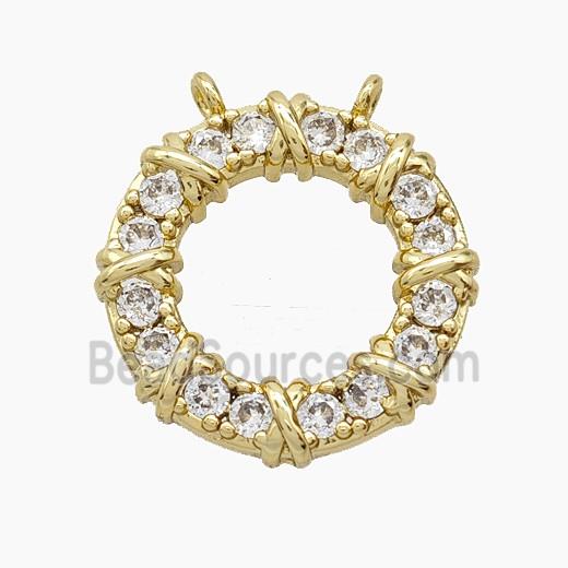 Copper Pendant Pave Zircon, Gold Plated