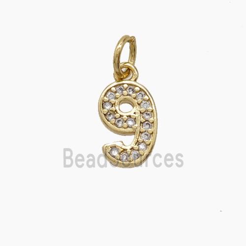 Copper Pendant Pave Zircon, Gold Plated