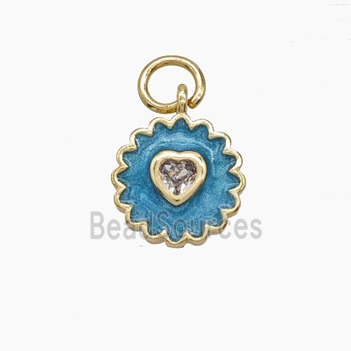 Enamel Copper Pendant, Gold Plated