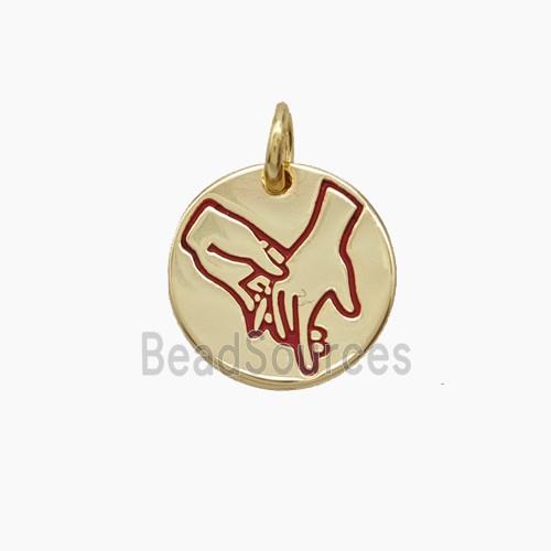 Enamel Copper Pendant, Gold Plated