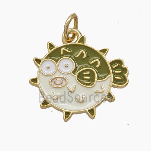 Enamel Copper Pendant, Gold Plated