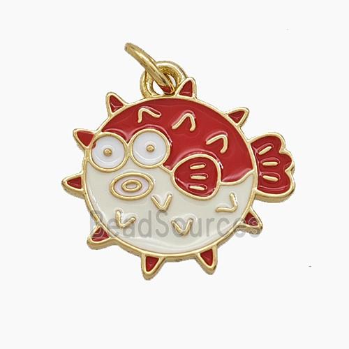 Enamel Copper Pendant, Gold Plated