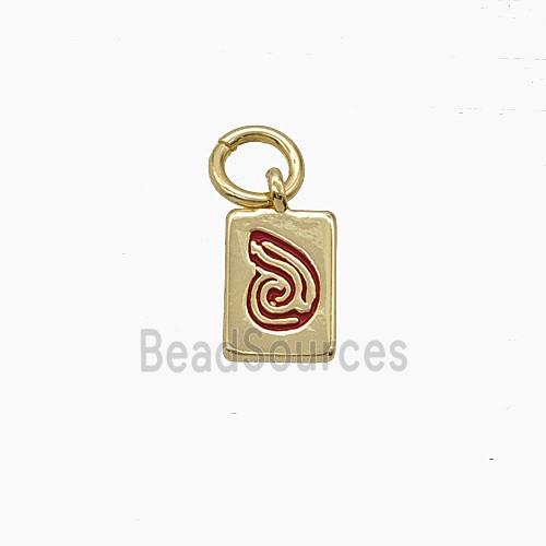 Enamel Copper Pendant, Gold Plated