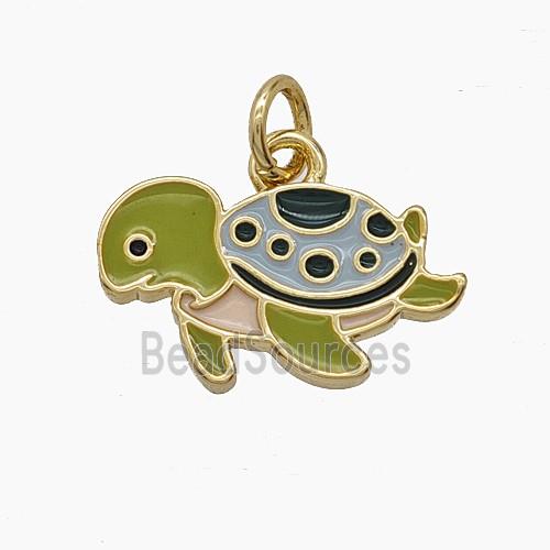 Enamel Copper Pendant, Gold Plated