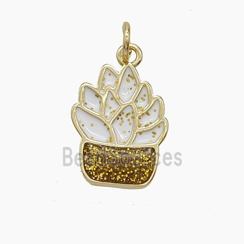 Enamel Copper Pendant, Gold Plated