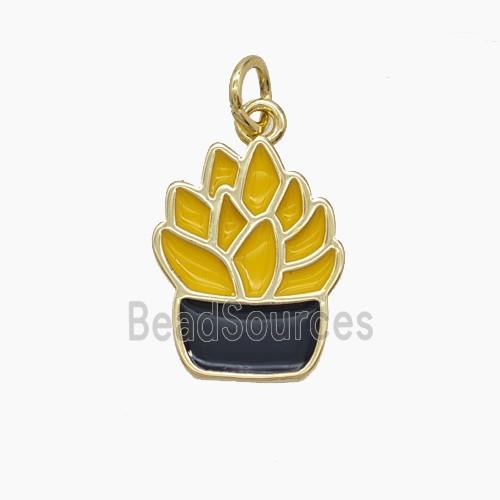 Enamel Copper Pendant, Gold Plated