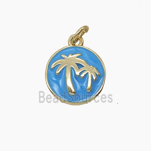 Enamel Copper Pendant, Gold Plated