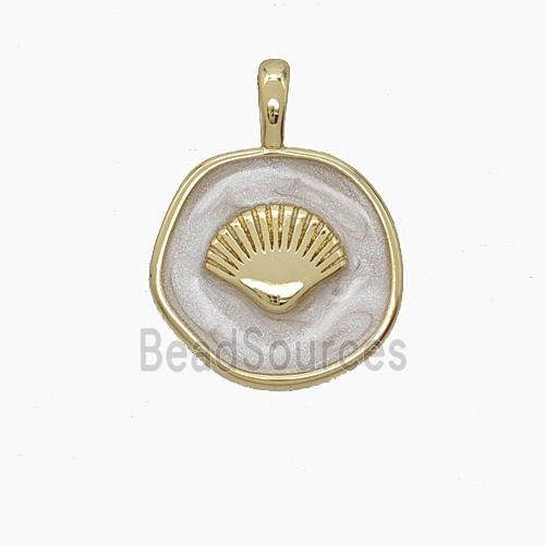 Enamel Copper Pendant, Gold Plated