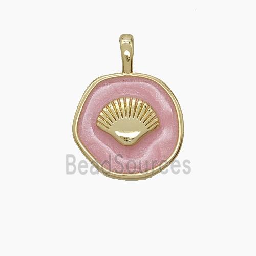 Enamel Copper Pendant, Gold Plated