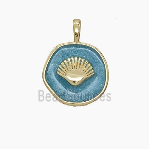 Enamel Copper Pendant, Gold Plated