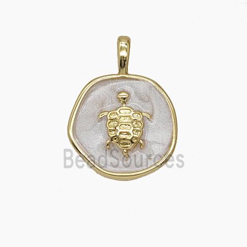 Enamel Copper Pendant, Gold Plated