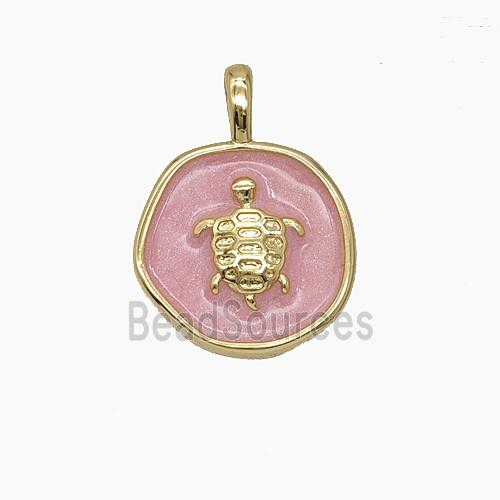 Enamel Copper Pendant, Gold Plated