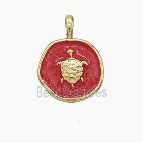 Enamel Copper Pendant, Gold Plated