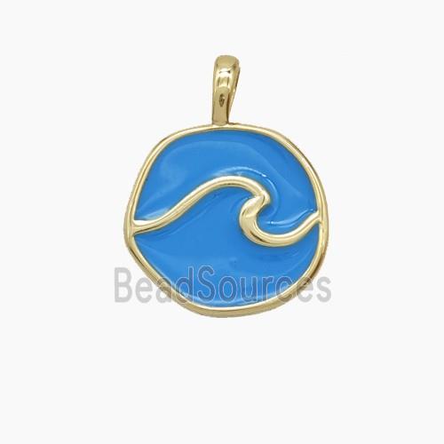 Enamel Copper Pendant, Gold Plated