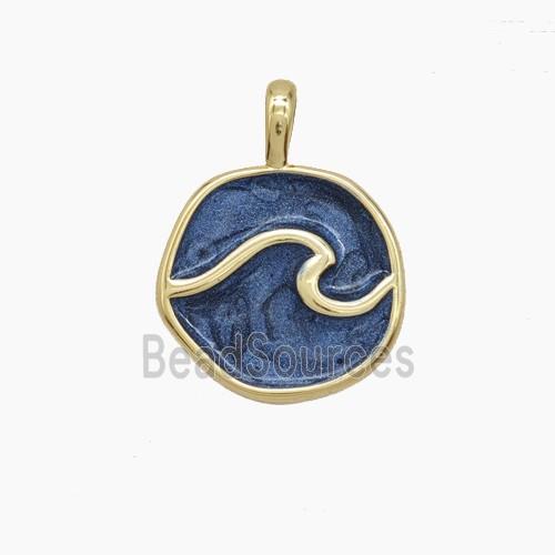 Enamel Copper Pendant, Gold Plated