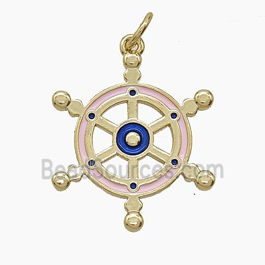 Enamel Copper Pendant, Gold Plated