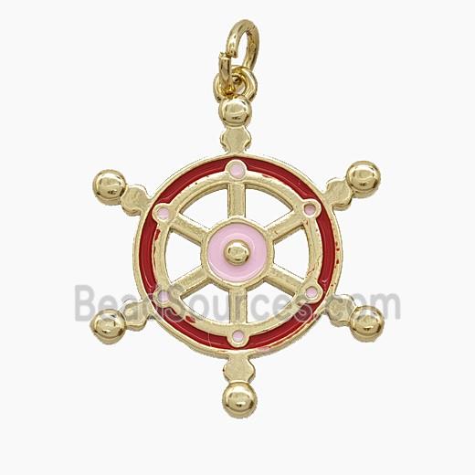 Enamel Copper Pendant, Gold Plated