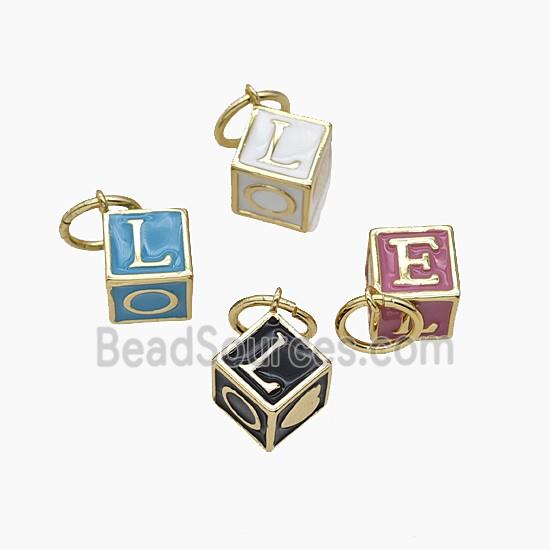 Enamel Copper Pendant, Gold Plated