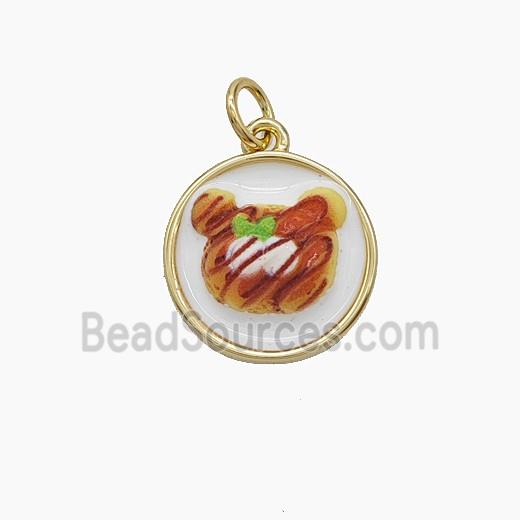 Copper Pendant Pave Resin bead, Gold Plated