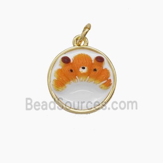 Copper Pendant Pave Resin bead, Gold Plated