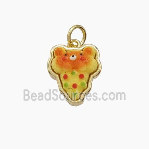 Copper Pendant Pave Resin bead, Gold Plated