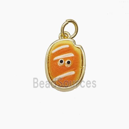 Copper Pendant Pave Resin bead, Gold Plated