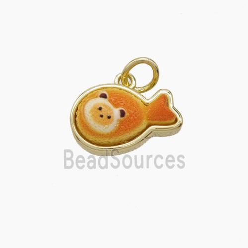 Copper Pendant Pave Resin bead, Gold Plated