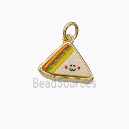 Copper Pendant Pave Resin bead, Gold Plated