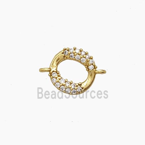 Copper Connector Pave Zircon bead, Gold Plated
