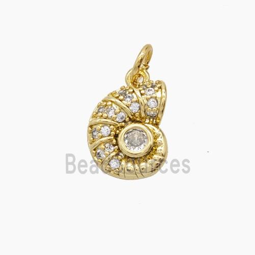 Copper Pendant Pave Zircon, Gold Plated