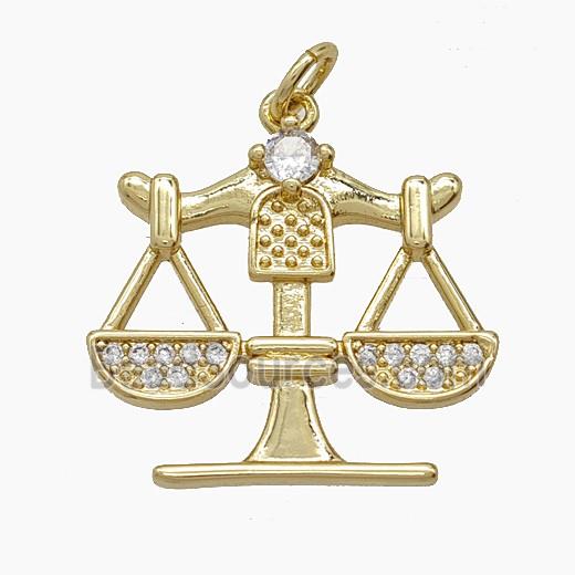 Copper Pendant Pave Zircon, Gold Plated