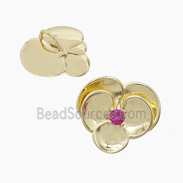 Copper Pendant Pave Zircon, Gold Plated