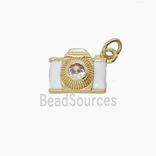 Enamel Copper Pendant Pave Zircon, Gold Plated