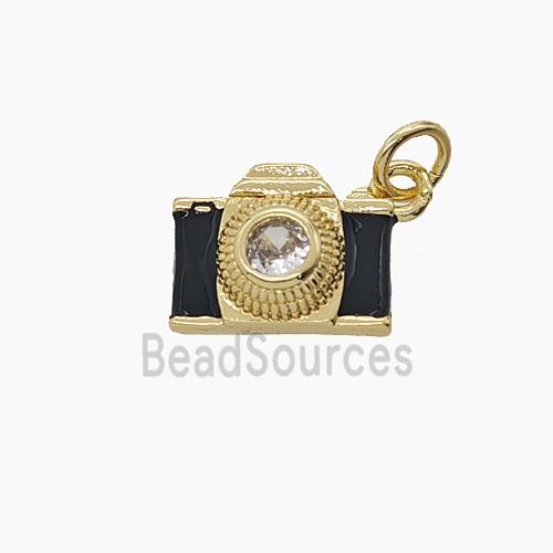 Enamel Copper Pendant Pave Zircon, Gold Plated