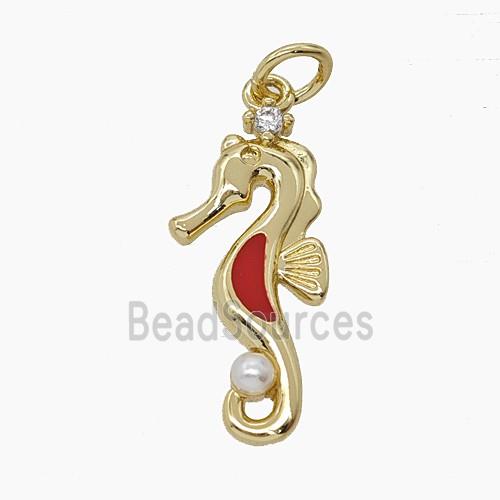 Enamel Copper Pendant Pave Zircon, Gold Plated
